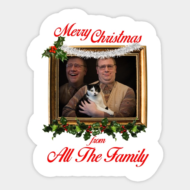 Cat Man Merry Christmas From All The Family Sticker by Bevatron